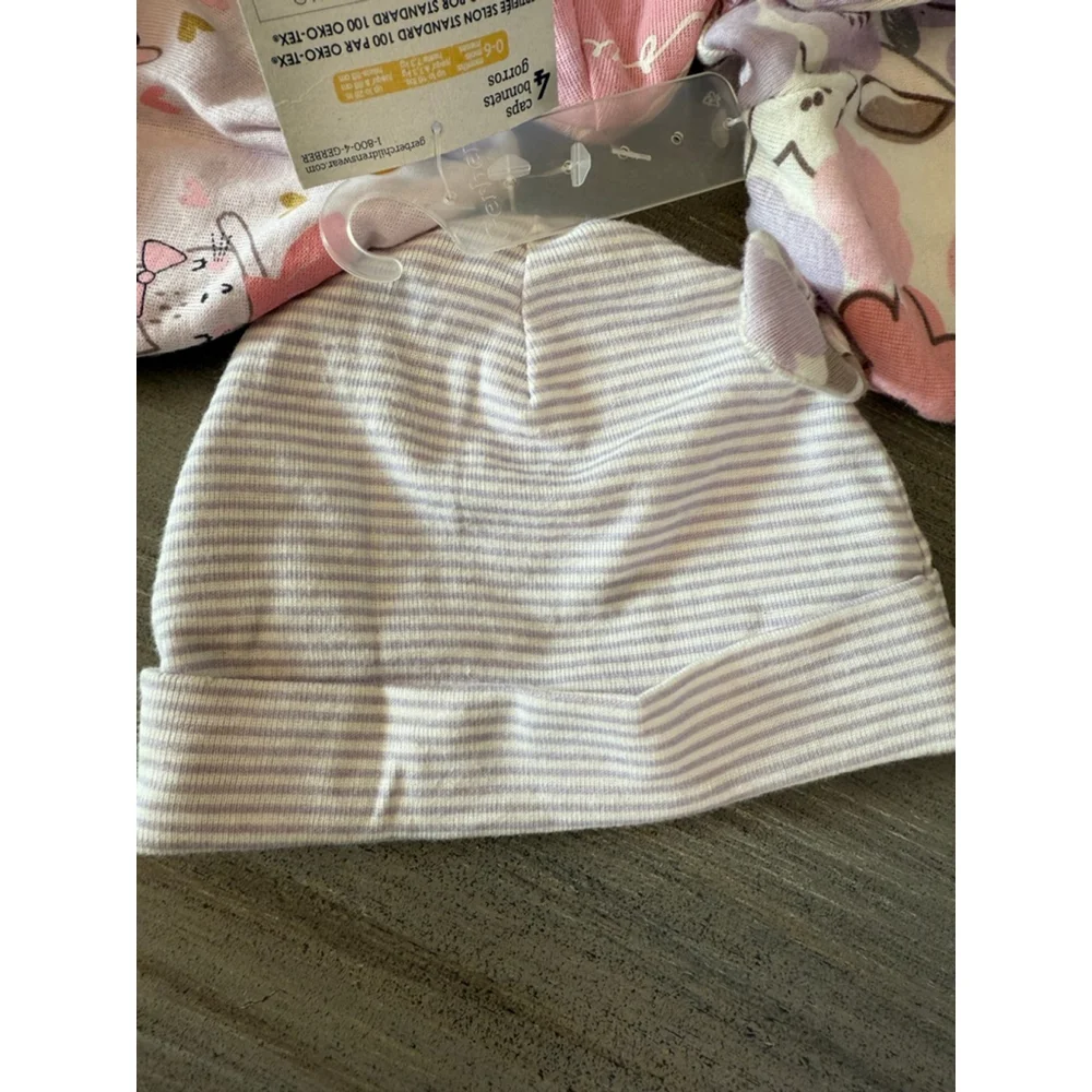 Four pack Gerber Infant Hats variety Pink